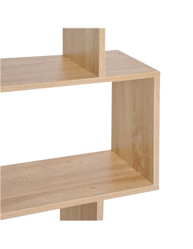 HOMCOM S Shape Wooden Storage Display with 6 Shelves, Room Divider Unit, Bookshelf, Bookcase, Oak 833-382
