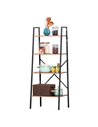 HOMCOM 4-Tier Vintage Ladder Shelf Bookcase Wood Storage Rack Stand Plants Display Black brown 833-604