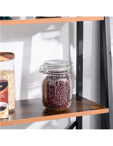 HOMCOM 4-Tier Vintage Ladder Shelf Bookcase Wood Storage Rack Stand Plants Display Black brown 833-604