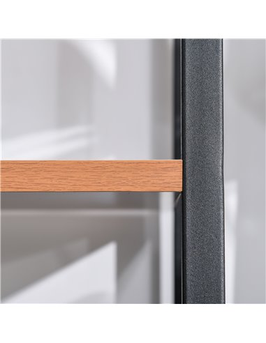 HOMCOM 4-Tier Vintage Ladder Shelf Bookcase Wood Storage Rack Stand Plants Display Black brown 833-604