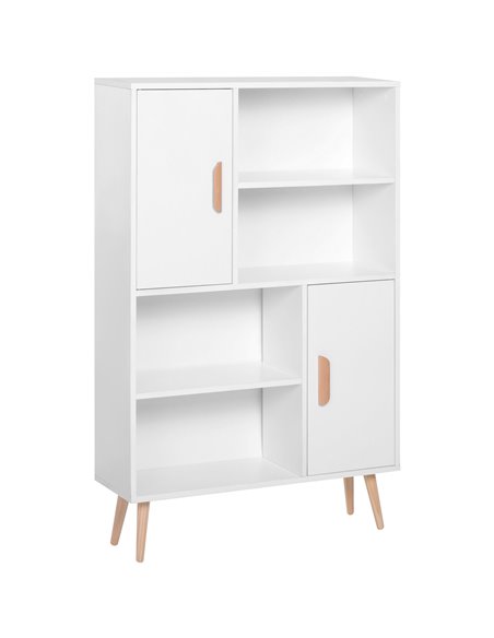 HOMCOM Sideboard Bookshelf Free Standing Bookcase Shelves Unit Display Storage Cabinet Wooden Leg w/ Two Doors White 836-113WT - pic 68354 | FastDaddyshop