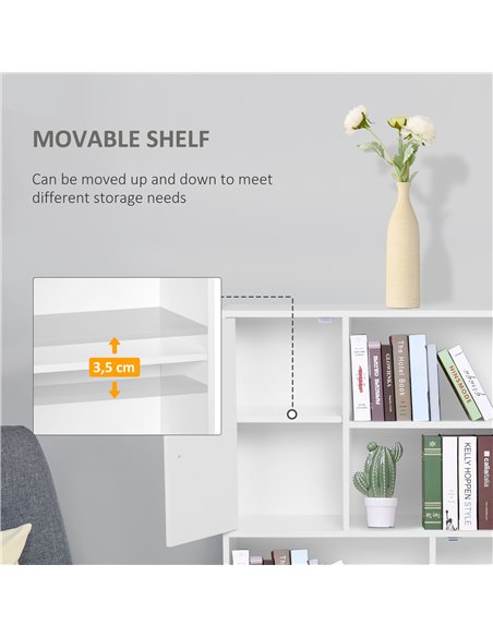 HOMCOM Sideboard Bookshelf Free Standing Bookcase Shelves Unit Display Storage Cabinet Wooden Leg w/ Two Doors White 836-113WT - pic 68356 | FastDaddyshop