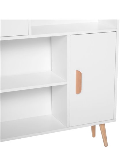 HOMCOM Sideboard Bookshelf Free Standing Bookcase Shelves Unit Display Storage Cabinet Wooden Leg w/ Two Doors White 836-113WT - pic 68359 | FastDaddyshop