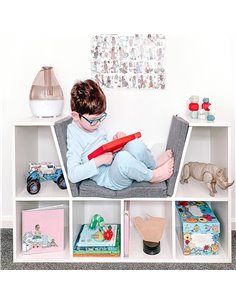 HOMCOM Bookcase with Seat, Cushioned, Storage Shelf, Sideboard, for Kids Reading, Bedroom, Living Room, White 836-115V01WT 2