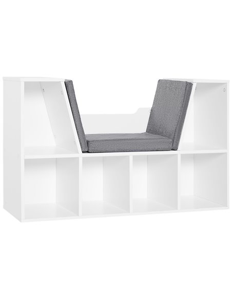 HOMCOM Bookcase with Seat, Cushioned, Storage Shelf, Sideboard, for Kids Reading, Bedroom, Living Room, White 836-115V01WT - pic 68372 | FastDaddyshop