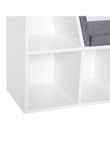 HOMCOM Bookcase with Seat, Cushioned, Storage Shelf, Sideboard, for Kids Reading, Bedroom, Living Room, White 836-115V01WT