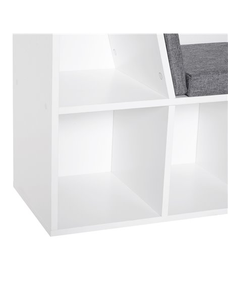 HOMCOM Bookcase with Seat, Cushioned, Storage Shelf, Sideboard, for Kids Reading, Bedroom, Living Room, White 836-115V01WT - pic 68378 | FastDaddyshop