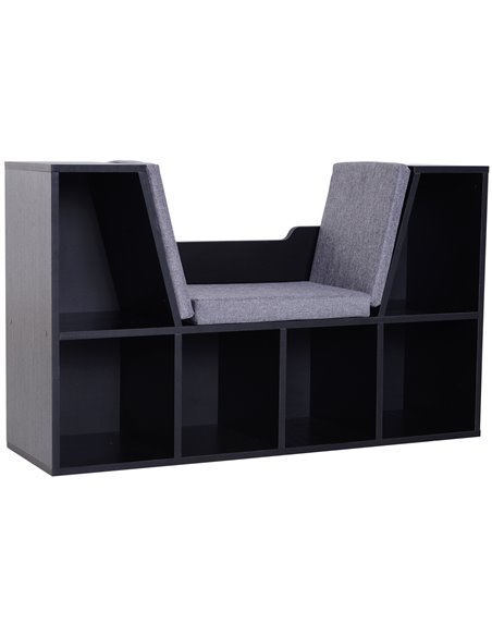 HOMCOM Bookcase Shelf Storage Seat with Cushion Sideboard Kids Children Reading Bedroom Living Room Organizer Black 836-115V01BK - pic 68381 | FastDaddyshop