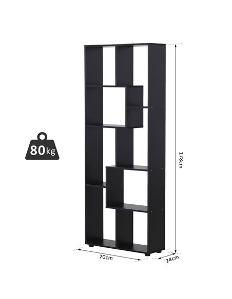 HOMCOM 8-Tier Freestanding Bookcase w/ Melamine Surface Anti-Tipping Foot Pads Home Display Storage Grid Stand Modern Style - Bl - pic 68409 | FastDaddyshop