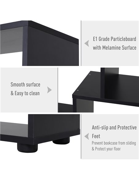 HOMCOM 8-Tier Freestanding Bookcase w/ Melamine Surface Anti-Tipping Foot Pads Home Display Storage Grid Stand Modern Style - Bl - pic 68411 | FastDaddyshop