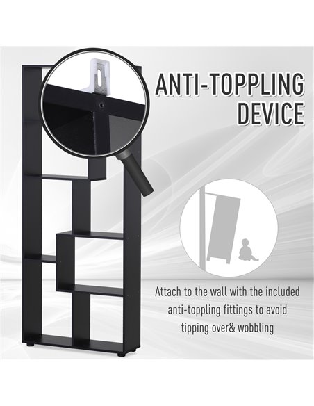 HOMCOM 8-Tier Freestanding Bookcase w/ Melamine Surface Anti-Tipping Foot Pads Home Display Storage Grid Stand Modern Style - Bl - pic 68412 | FastDaddyshop