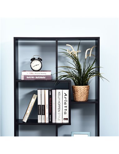 HOMCOM 8-Tier Freestanding Bookcase w/ Melamine Surface Anti-Tipping Foot Pads Home Display Storage Grid Stand Modern Style - Bl