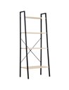 HOMCOM 4-Tier Vintage Ladder Shelf Bookcase Wood Storage Rack Stand Plants Display Black natural 833-604AK
