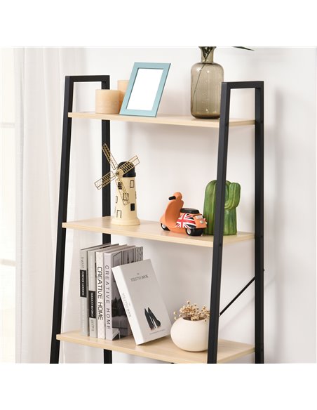 HOMCOM 4-Tier Vintage Ladder Shelf Bookcase Wood Storage Rack Stand Plants Display Black natural 833-604AK - pic 68431 | FastDaddyshop