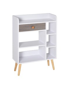 HOMCOM Multi-Shelf Modern Bookcase Freestanding Storage, White - Grey 836-181WT