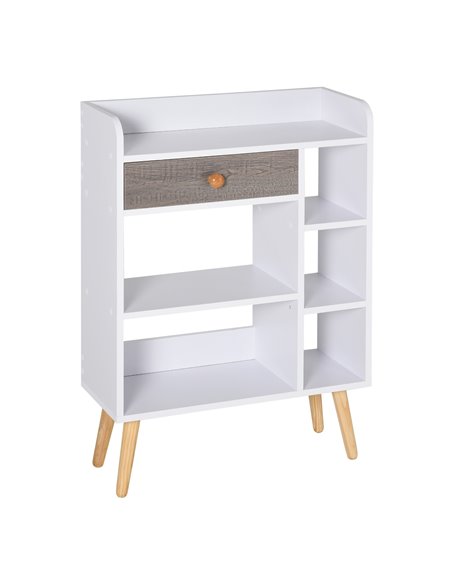 HOMCOM Multi-Shelf Modern Bookcase Freestanding Storage, White - Grey 836-181WT - pic 68435 | FastDaddyshop