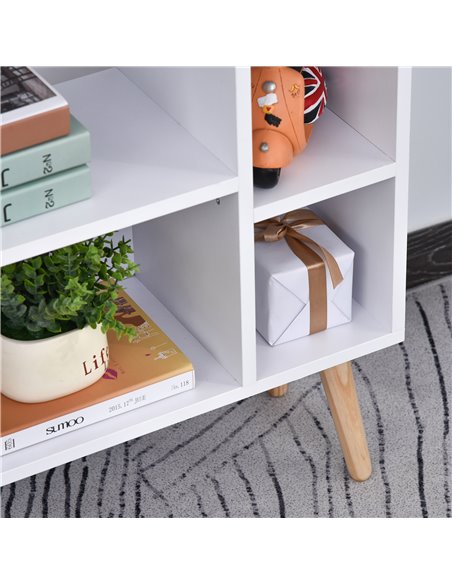 HOMCOM Multi-Shelf Modern Bookcase Freestanding Storage w/ Drawer 6 Shelves Wood Legs Home Office Display Furniture Stylish Whit - pic 68440 | FastDaddyshop