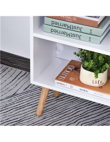 HOMCOM Multi-Shelf Modern Bookcase Freestanding Storage w/ Drawer 6 Shelves Wood Legs Home Office Display Furniture Stylish Whit