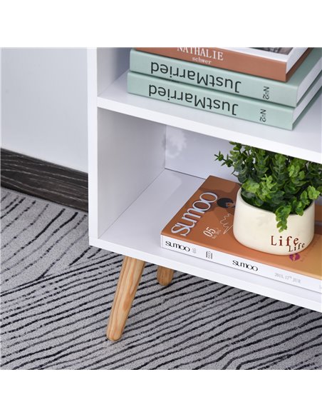 HOMCOM Multi-Shelf Modern Bookcase Freestanding Storage w/ Drawer 6 Shelves Wood Legs Home Office Display Furniture Stylish Whit - pic 68441 | FastDaddyshop