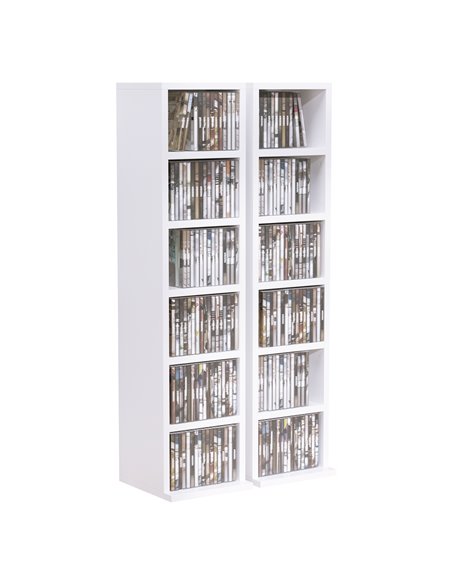 HOMCOM Media Storage Shelf Unit, Set of 2 CD DVD Blu-Ray Tower Rack with Adjustable Shelves, Bookcase Organiser, White 833-872WT - pic 68443 | FastDaddyshop
