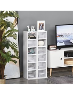 HOMCOM Media Storage Shelf Unit, Set of 2 CD DVD Blu-Ray Tower Rack with Adjustable Shelves, Bookcase Organiser, White 833-872WT 2