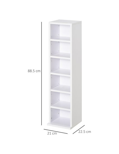 HOMCOM Media Storage Shelf Unit, Set of 2 CD DVD Blu-Ray Tower Rack with Adjustable Shelves, Bookcase Organiser, White 833-872WT - pic 68445 | FastDaddyshop