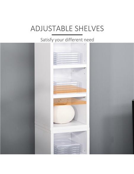 HOMCOM Media Storage Shelf Unit, Set of 2 CD DVD Blu-Ray Tower Rack with Adjustable Shelves, Bookcase Organiser, White 833-872WT - pic 68448 | FastDaddyshop