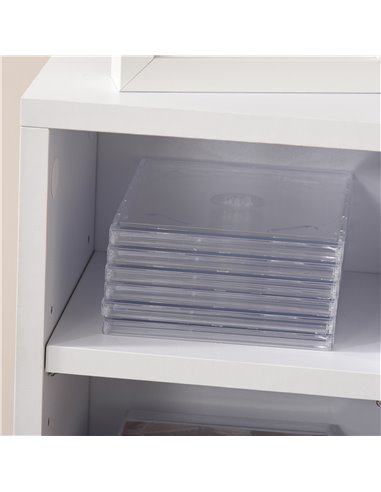 HOMCOM Media Storage Shelf Unit, Set of 2 CD DVD Blu-Ray Tower Rack with Adjustable Shelves, Bookcase Organiser, White 833-872WT