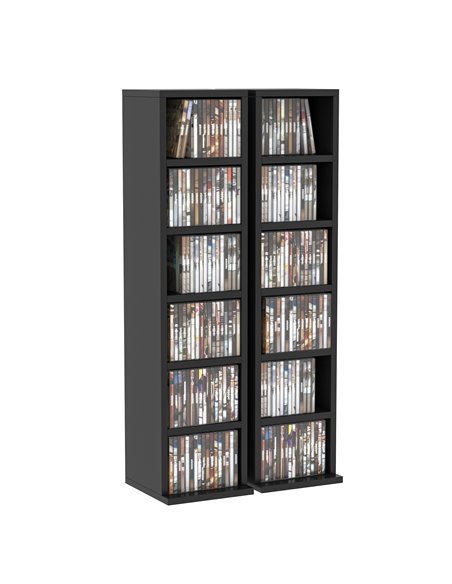 HOMCOM Set of 2 Media Display Shelf, 204 CD Capacity, DVD Tower Rack, Black 833-872BK - pic 68452 | FastDaddyshop