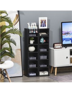 HOMCOM Set of 2 Media Display Shelf, 204 CD Capacity, DVD Tower Rack, Black 833-872BK 2