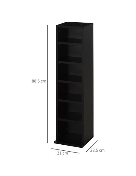 HOMCOM Media Display Shelf, 204 CD Capacity, 2 Set, Blu-Ray DVD Tower Rack, Adjustable Shelves, Bookcase Storage Organiser, Blac - pic 68454 | FastDaddyshop