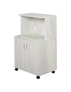 HOMCOM Microwave Cart on Wheels Utility Trolley Storage, White 835-258WT