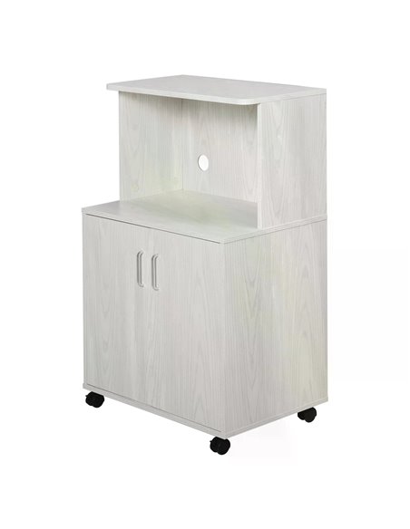 HOMCOM Microwave Cart on Wheels Utility Trolley Storage, White 835-258WT - pic 68479 | FastDaddyshop