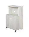 HOMCOM Microwave Cart on Wheels Utility Trolley Storage, White 835-258WT