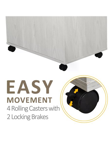 HOMCOM Microwave Cart on Wheels Utility Trolley Storage Sideboard Bookcase with 2-door Cabinet, 97H x 60.4W x 40.3Dcm, White 835 - pic 68485 | FastDaddyshop