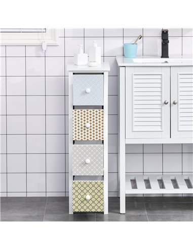 HOMCOM Chest of Drawers, 4 Drawer Dresser, Storage Organizer Toilet Tissue Cabinet for Bedroom, Bathroom