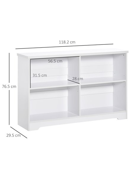 HOMCOM Simple Modern 4-Compartment Low Bookcase 2-Tier w/ Moving Shelves Cube Display Storage Unit Home Office Living Room Furni - pic 68499 | FastDaddyshop