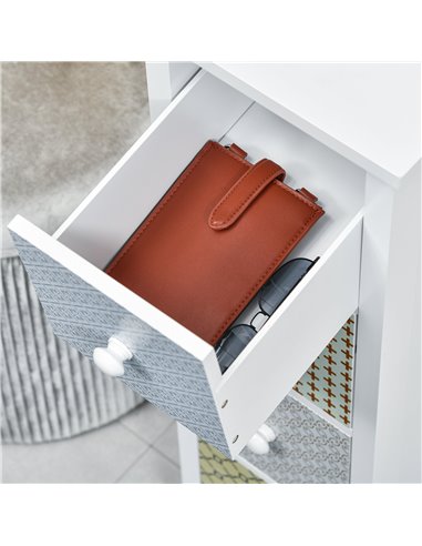 HOMCOM Chest of Drawers, 4 Drawer Dresser, Storage Organizer Toilet Tissue Cabinet for Bedroom, Bathroom