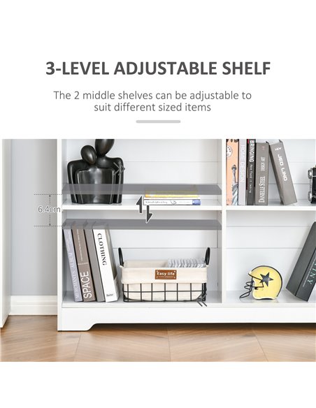 HOMCOM Simple Modern 4-Compartment Low Bookcase 2-Tier w/ Moving Shelves Cube Display Storage Unit Home Office Living Room Furni - pic 68501 | FastDaddyshop