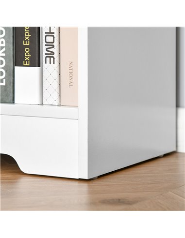 HOMCOM Simple Modern 4-Compartment Low Bookcase 2-Tier w/ Moving Shelves Cube Display Storage Unit Home Office Living Room Furni