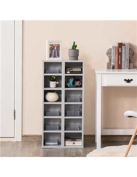 HOMCOM 204 CD Media Display Shelf Unit Set of 2 Blu-Ray DVD Tower Rack w/ Adjustable Shelves Bookcase Storage Organiser, Grey 83 - pic 68506 | FastDaddyshop