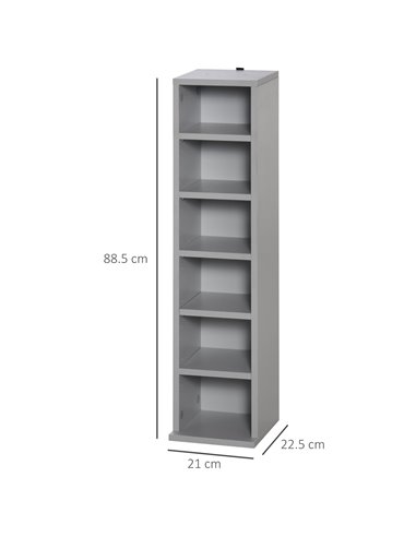 HOMCOM 204 CD Media Display Shelf Unit Set of 2 Blu-Ray DVD Tower Rack w/ Adjustable Shelves Bookcase Storage Organiser, Grey 83