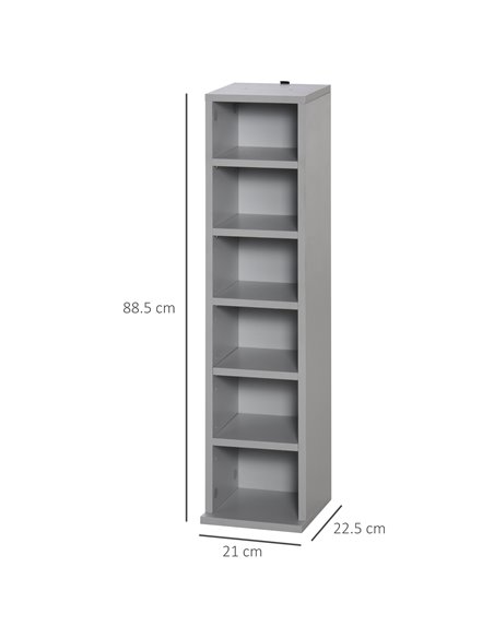 HOMCOM 204 CD Media Display Shelf Unit Set of 2 Blu-Ray DVD Tower Rack w/ Adjustable Shelves Bookcase Storage Organiser, Grey 83 - pic 68508 | FastDaddyshop
