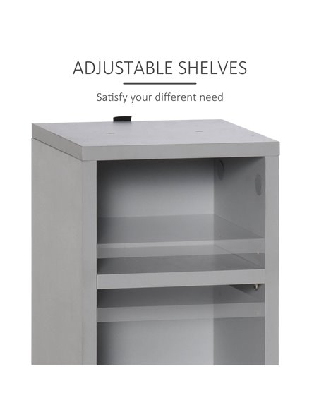 HOMCOM 204 CD Media Display Shelf Unit Set of 2 Blu-Ray DVD Tower Rack w/ Adjustable Shelves Bookcase Storage Organiser, Grey 83 - pic 68511 | FastDaddyshop