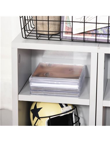 HOMCOM 204 CD Media Display Shelf Unit Set of 2 Blu-Ray DVD Tower Rack w/ Adjustable Shelves Bookcase Storage Organiser, Grey 83
