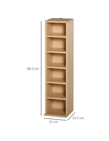 HOMCOM 204 CD Media Display Shelf Unit Set of 2 Blu-Ray DVD Tower Rack w/ Adjustable Shelves Bookcase Storage Organiser, Natural