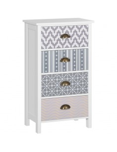 Homcom Slim Chest of Drawers, Four-Drawer Dresser, with Metal Handles