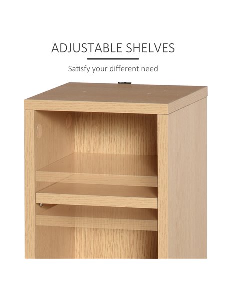 HOMCOM 204 CD Media Display Shelf Unit Set of 2 Blu-Ray DVD Tower Rack w/ Adjustable Shelves Bookcase Storage Organiser, Natural - pic 68520 | FastDaddyshop