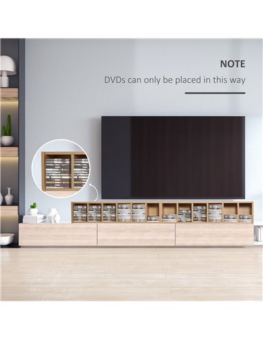 HOMCOM 204 CD Media Display Shelf Unit Set of 2 Blu-Ray DVD Tower Rack w/ Adjustable Shelves Bookcase Storage Organiser, Natural