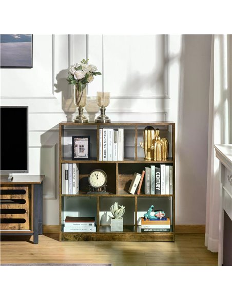 HOMCOM Rustic Brown 3-Tier Bookcase, Storage Shelf Display Rack Organizer for Home Office, Living Room, Playroom 838-098 - pic 68525 | FastDaddyshop
